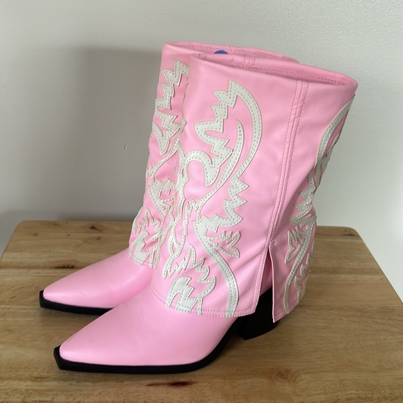 New Azalea Wang ESPERANZA COWBOY BOOTS LIGHT PINK - Picture 4 of 11